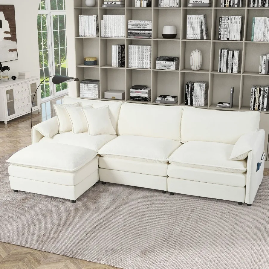 

Modular Sectional Sofa Oversized Deep Seat L Shaped Couch Set for Living Room 3Seater Comfy Cloud Couches with Movable man DIY