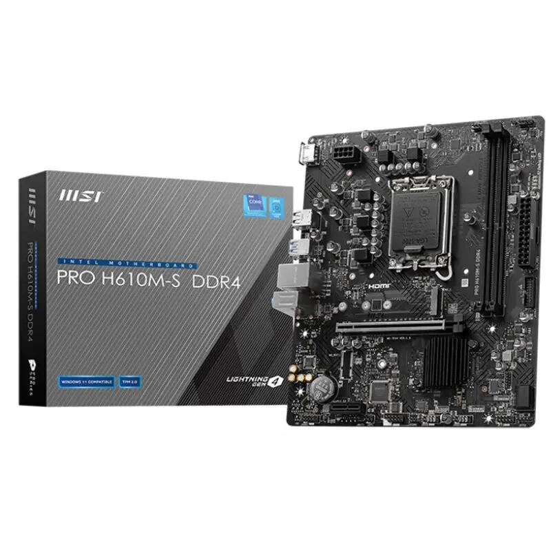 Материнская плата PRO H610M-S DDR4 для настольного компьютера, домашнего офиса и обучения, форм-фактор M-ATX, поддержка процессоров LGA1700