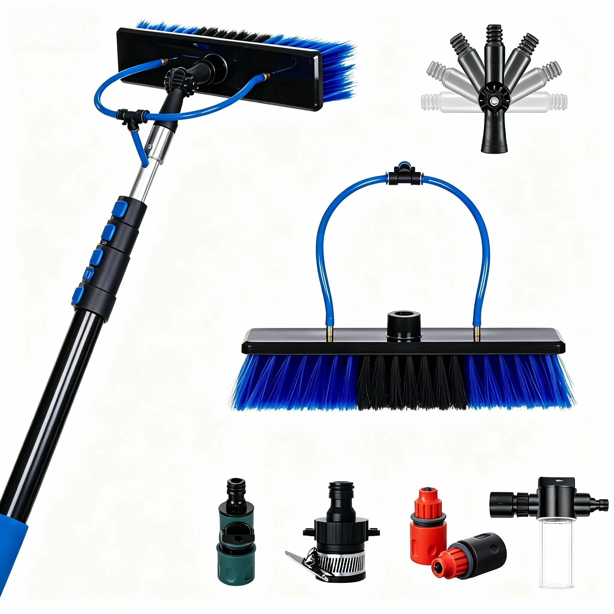 Durable Aluminum Telescopic Rod Eco-Friendly Solar Panel Cleaning Kit Household Nylon Brushes Handheld Tools BorisBrush BB-C-002