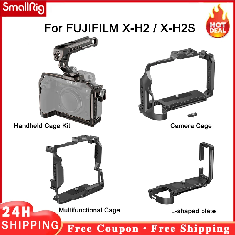 

SmallRig Handheld Cage Kit for FUJIFILM X-H2 / X-H2S 4097 Multifunctional Cage Compatible with FT-XH / VG-XH Battery Grip 3933