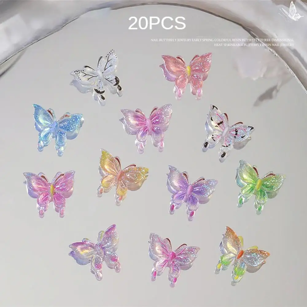 독특한 매니큐어 스팽글, 눈길을 끄는 송진 장신구, 다채로운 패션 나비 네일 쥬얼리, 3D 송진 나비 네일 도구