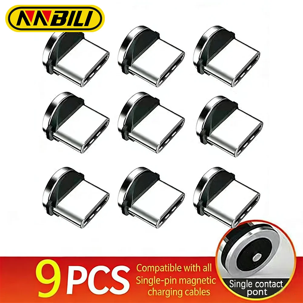 NNBILI 9pcs Converter Charging Cable Adapter For Mobile Phone 360° Rotation Magnetic Tips Replacement Parts Easy Operate Durable