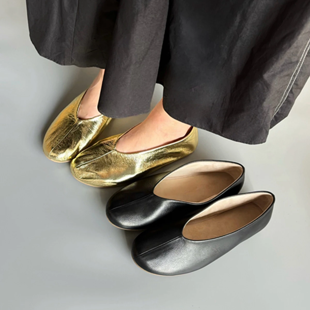 

Maxdutti Autumn French Minimalist Genuine Leather Slip On Shoes Retro Round Toe Elegant Soft Comfortable Flat Shoes Loafers Wome