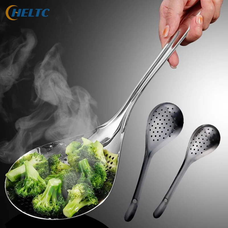 

1*Stainless Steel Strainer Spoon Skimmer Slotted Spoon Pepper Strainer Kitchen Colander Spaghetti Drain Spoon Food Filtration