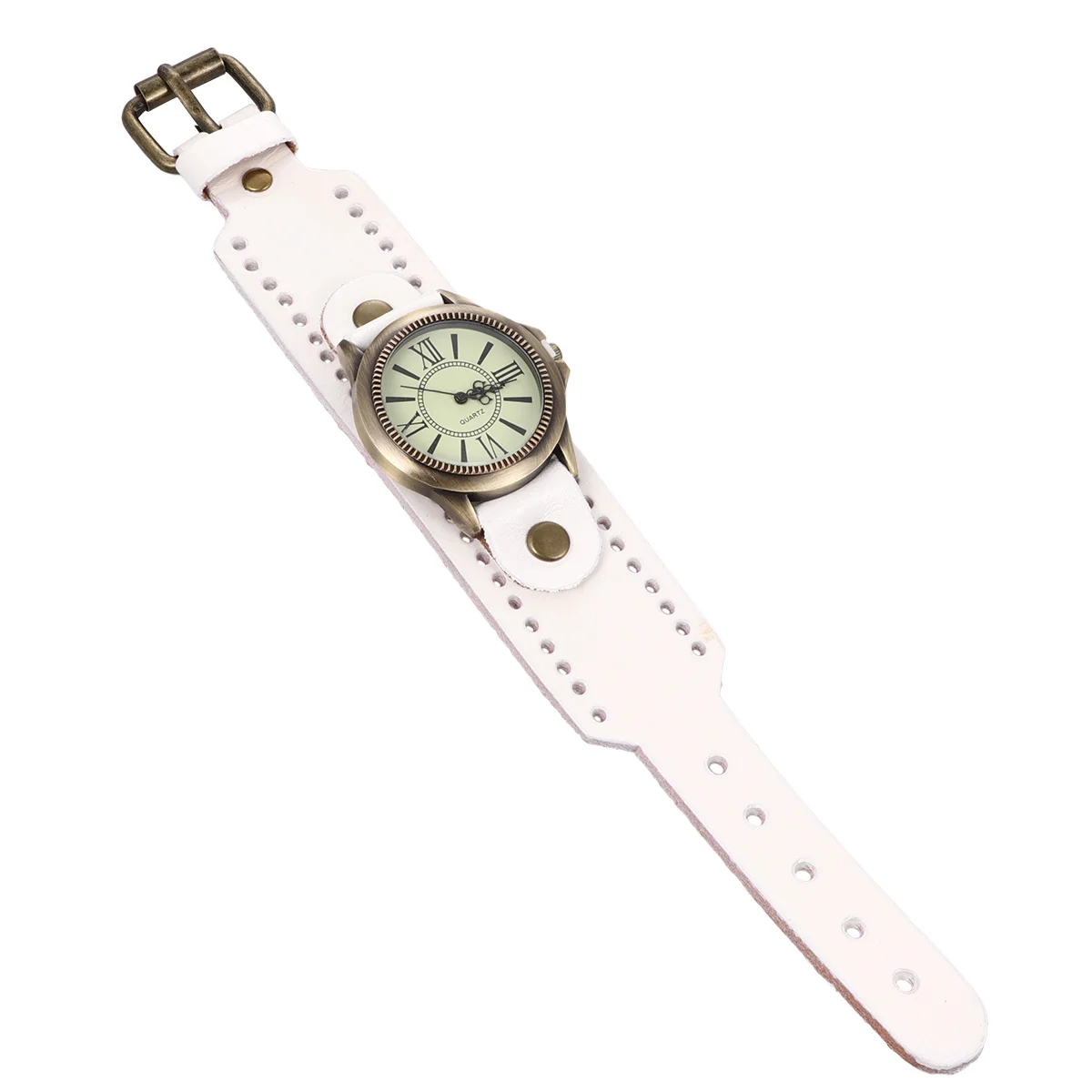 

1Pcs Elegant Retro Style Bracelet Watch Vintage Roman Wristwatch Precise Timekeeping Comfortable Wear White