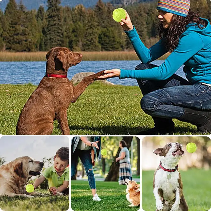 Pelota de juguete chirriante para masticar para perros, pelota para masticar, juguete de látex indestructible para exteriores, juguetes para perros para razas pequeñas, medianas y grandes