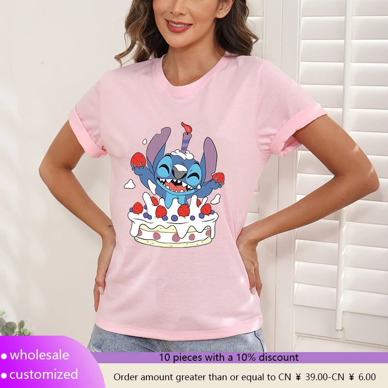 

Birthday Party t-shirt Women's Design Cute Round Neck Short Sleeve Graphic Top Summer Female Streetwear Tops Clothes 2025 New