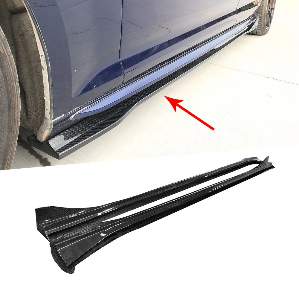 

Dry Carbon Side Skirts Spoiler For Audi A4 Sline Sport S4 Sedan B10 2019 2020 Fiber Glass Door Bumper Lip Covers Car Styling