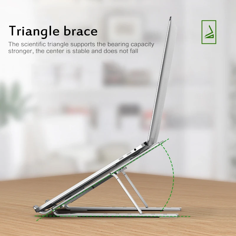 Laptop Stand Adjustable Portable Cooling Holder Foldable Aluminum Alloy Riser For Table Holder Stand Ergonomic Non-slip Bracket