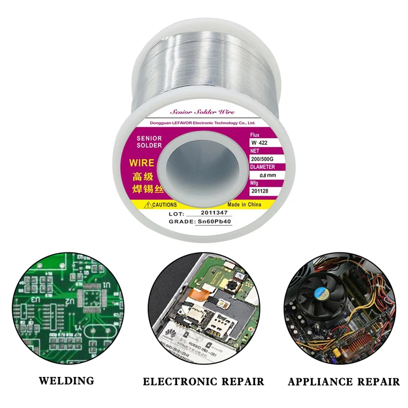 1PC 0.8mm 200 Grams of Lead Soldered Wire with Rosin High-purity Low Temperature Soldered Wire Household Tin