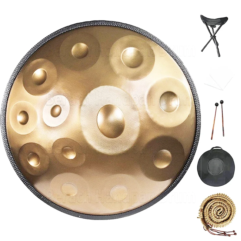 

432HZ Drum Handpan 22 inch 9/10/12 note steel tongue drum D minor tambor yoga meditation instrument beginner