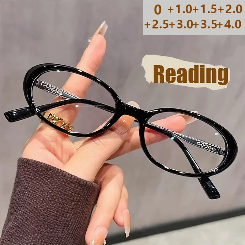 Modische Dicke Kante Oval Kleine Rahmen Anti-blau Licht Lesebrille Für Frauen Senior Mittleren Alters Und Ältere Gläser