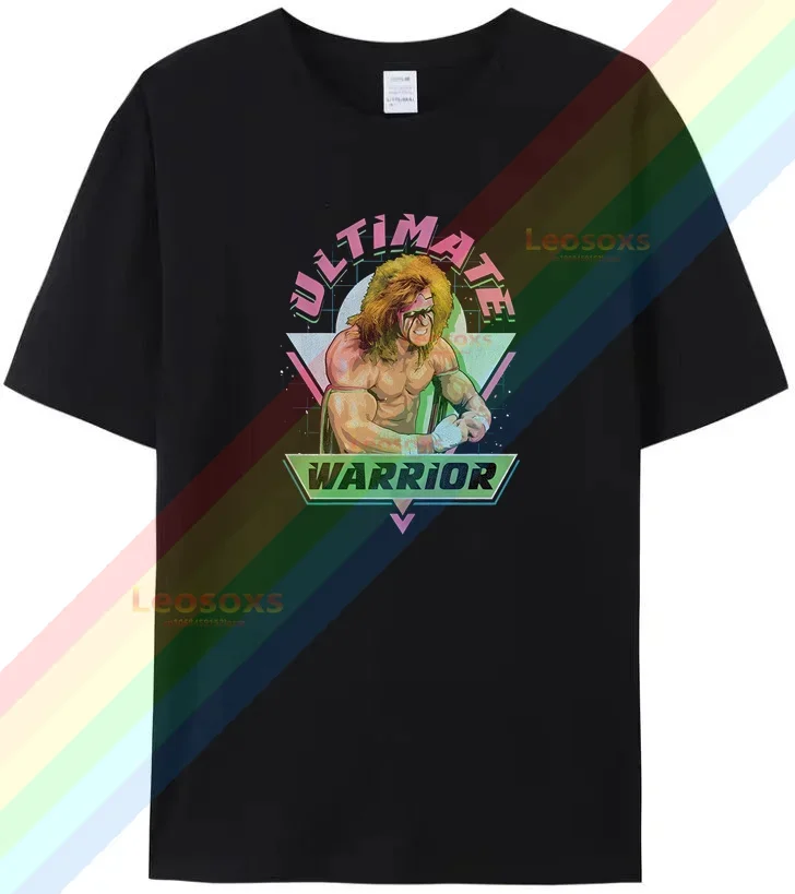 

WWE Men's Summer Wrestling The Ultimate Warrior Cotton T-Shirt High Quality Women's Retro Print Short SleeveNO1