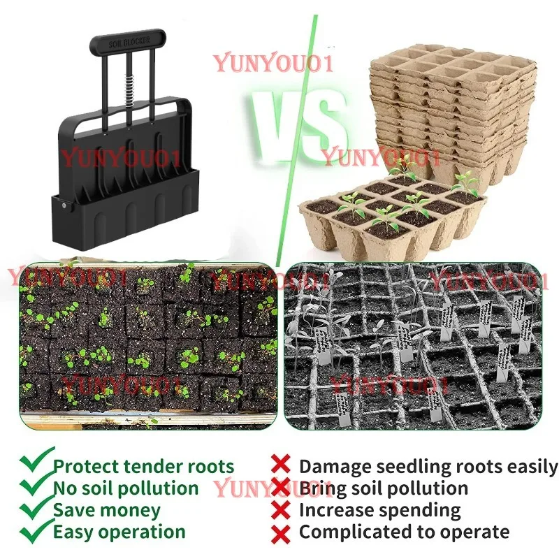 Handheld Seedling Soil Blocker 2-Inch Soil Block Maker for Garden Prep Seedling Production Base Block Making Garden Sowing Tools