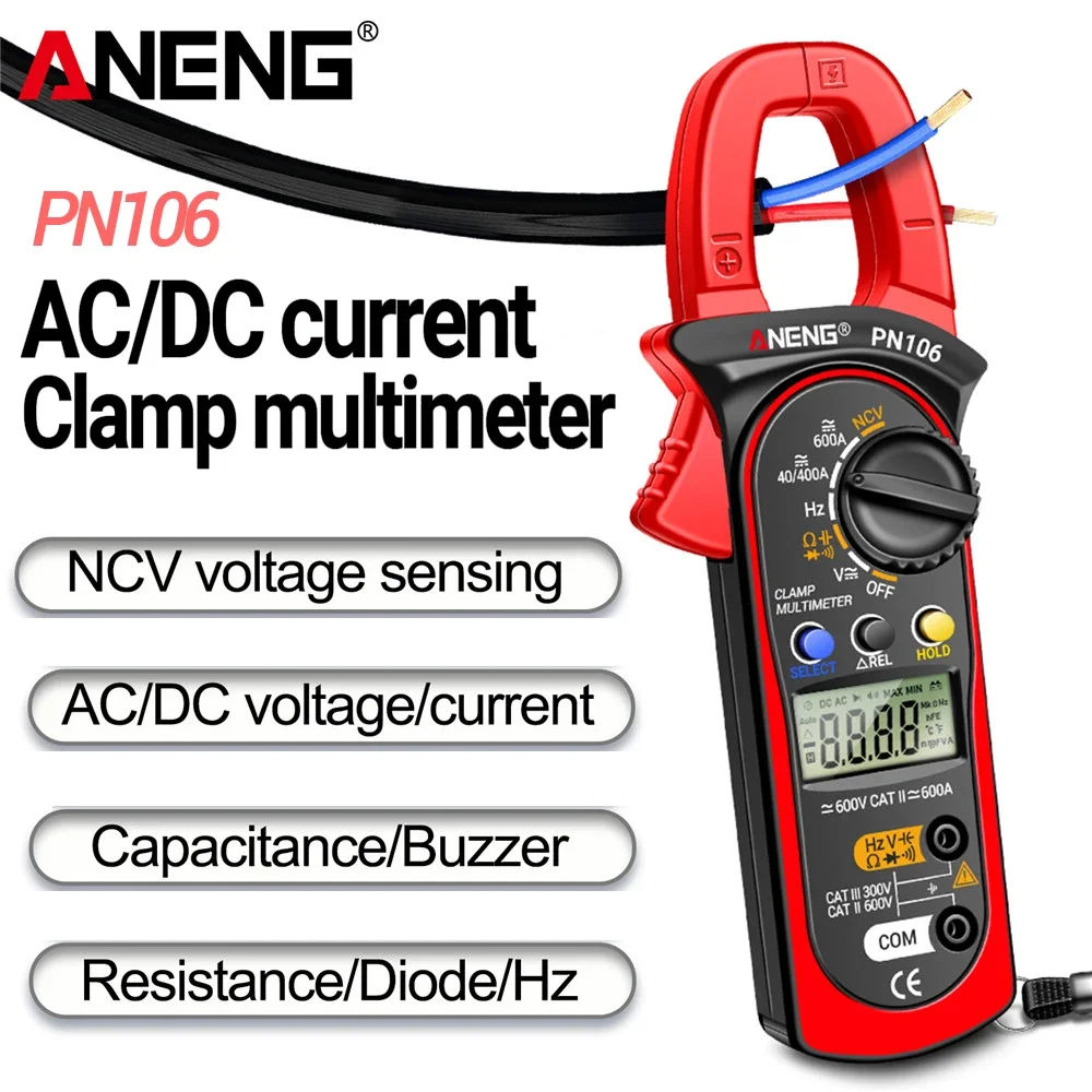 Imagem -02 - Aneng Pn106 Clamp Meter para Eletricista ac dc Amperímetro Voltímetro Testador Elétrico True Rms Multímetro Clamp Tool 4000 Contagens