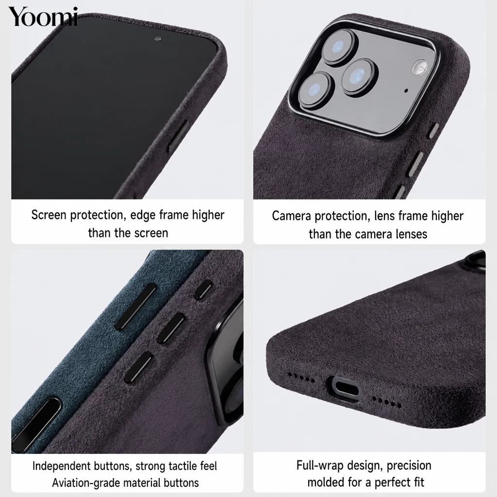 Etui magnetyczne z Alcantary do iPhone 18 Pro Max z MagSafe, luksusowe etui ze skóry zamszowej w stylu superauta do iPhone 18 17 Pro Max — zdjęcie produktu 5