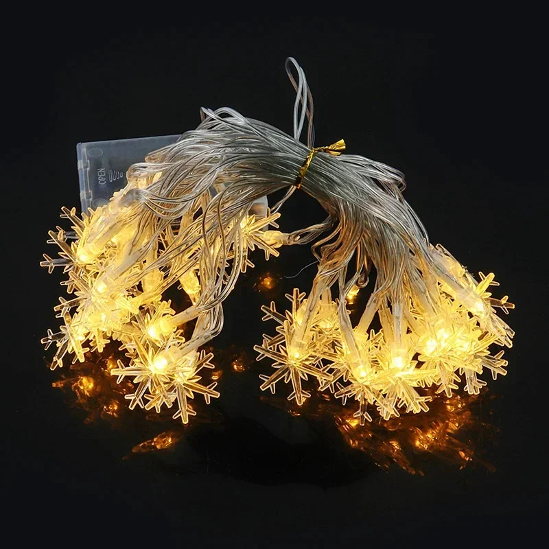 Snowflake Lights String LED Festoon Light Battery Box Christmas Tree Light Aesthetic Room Wedding Party New Year Decoration