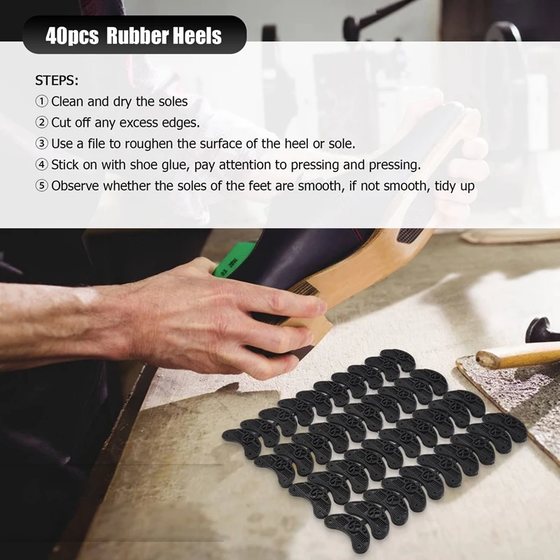 40 قطعة 20-زوج المطاط كعب المدخرات تو لوحات الصنابير DIY بها بنفسك منصات إصلاح الأحذية الحجم: 56*24*3.1 مللي متر-AT48