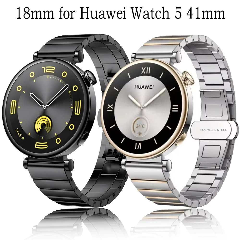 18 مللي متر حزام معدني أصلي لساعة هواوي GT5 Pro 42 مللي متر سوار بديل من الفولاذ المقاوم للصدأ لساعة هواوي 5/4 41 مللي متر معصمه