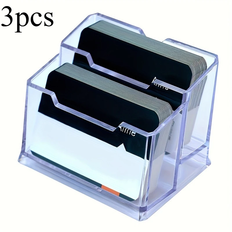 3pcs Card Slots Business Card Display And Card Holder Storage Bag, Office And Front Desk Essential Desktop Supplies