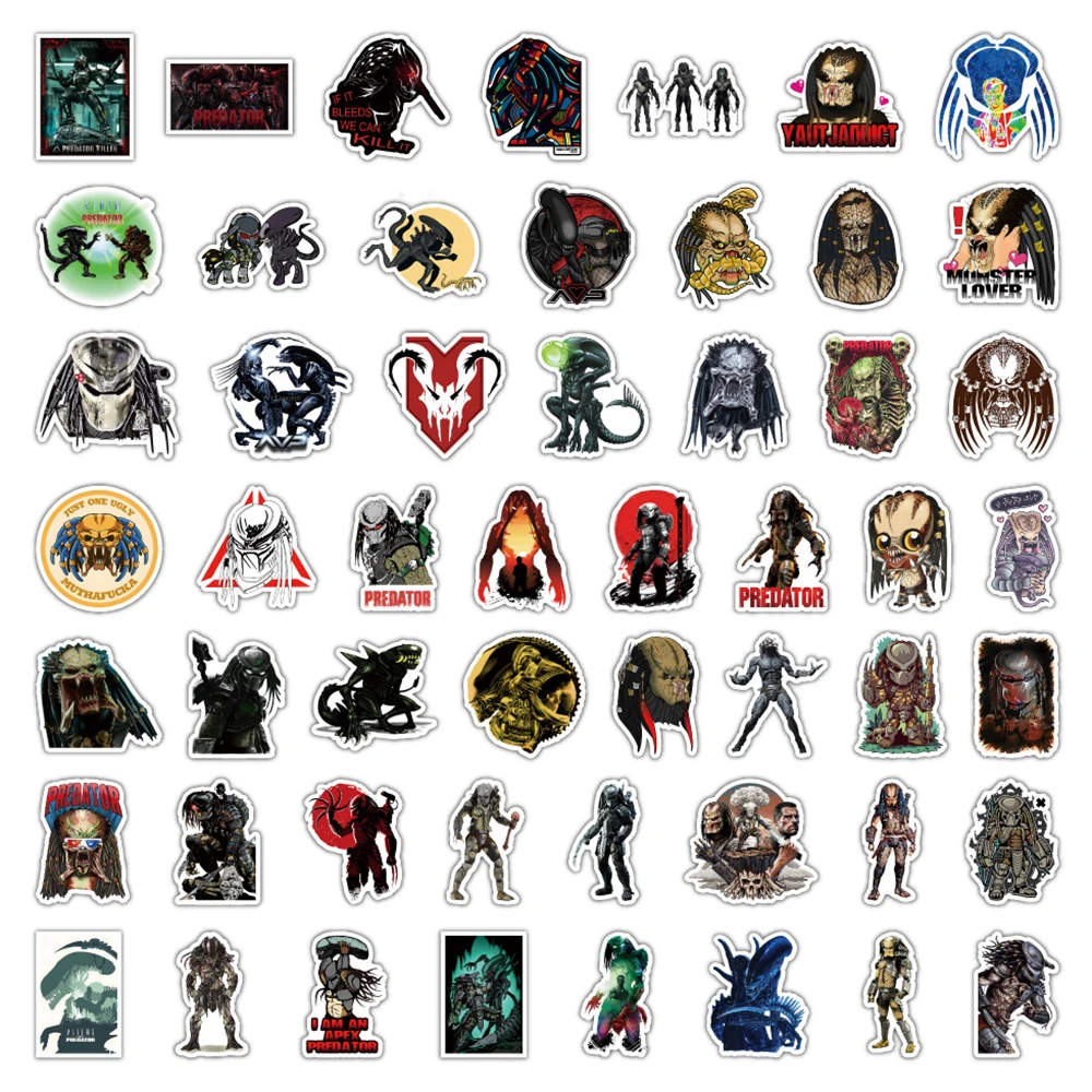 10/30/50PCS Predator Horror Movie Stickers Monster Kids Toy DIY Skateboard Luggage Phone Fridge Car Motorcycle Decals Graffiti