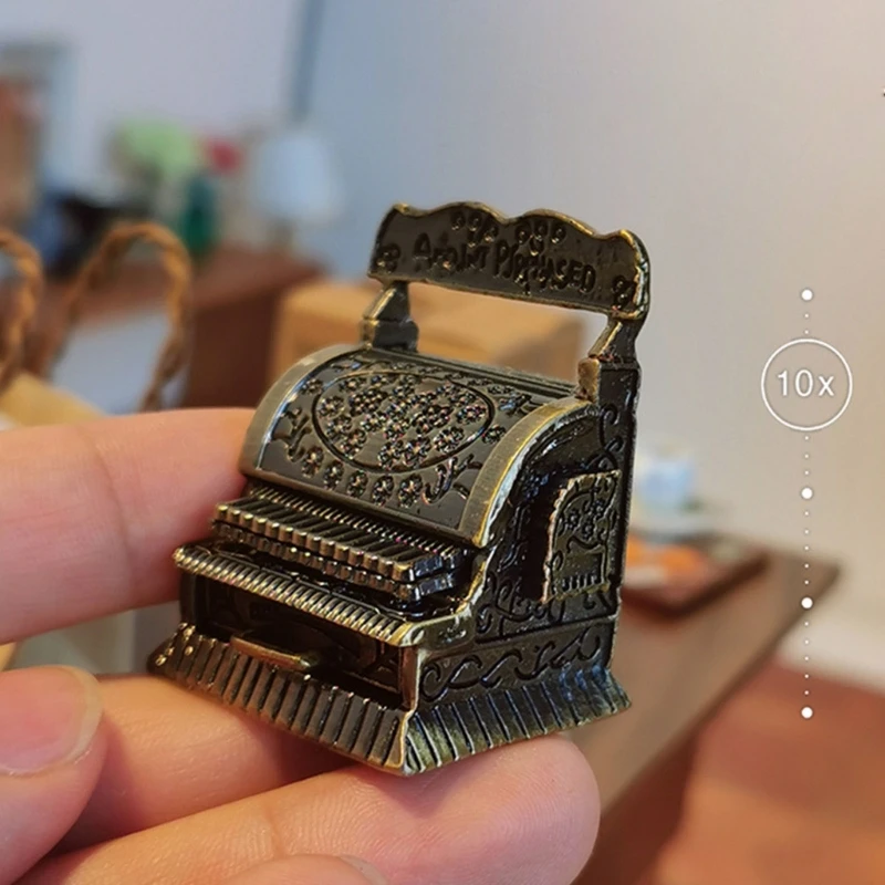  Old Fashion Cash Register Alloy Model Figure For Doll House Scene Setups Furniture