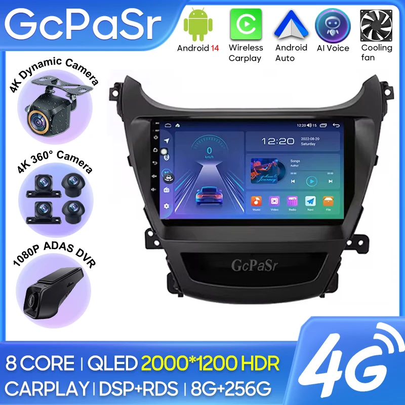 

Car Radio Carplay For Hyundai Elantra Avante I35 2011-2016 Navigation GPS Android Auto Screen Video Stereo 4G No 2din Wifi Head