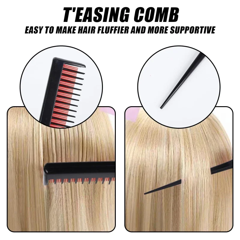 Triplo Hair Styling Comb Set, Provocando Escova de Cabelo, Rat Tail Combs, Edge Brush, Braid Tool Loop, 3-10Pcs