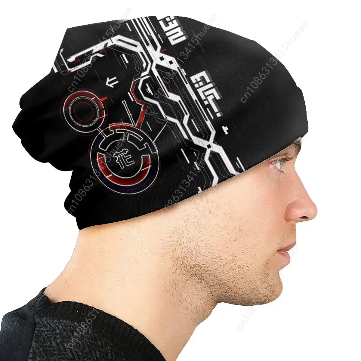 اليابانية طوكيو زهرة Techwear Skullies Beanies الشتاء مترهل قبعة صغيرة المستقبل التكنولوجيا ارتداء الرسم متماسكة بونيه قبعة للتزلج #4