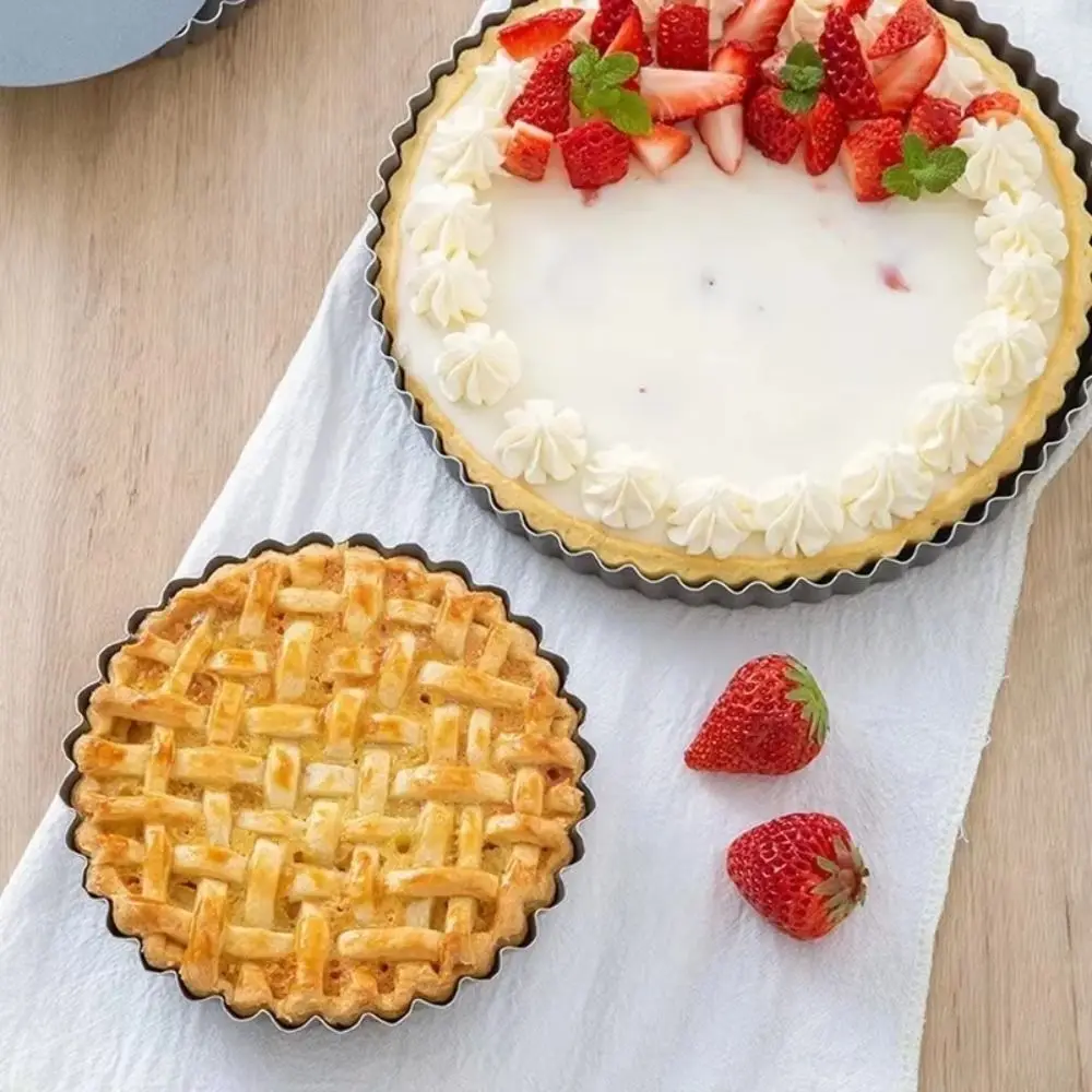 

Removable Bottom Non-Stick Molds Loose Bottom Fluted Sides Pie Mould Easy Clean Round Shape Bakeware Pan Professional Baking