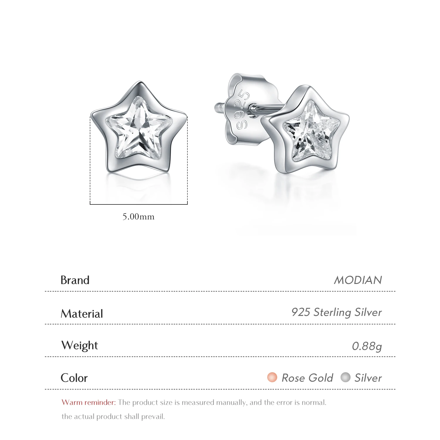 Modian najwyższej jakości 925 Sterling Silver wyczyść musujące cyrkonia gwiazdy stadniny kolczyki dla kobiet wykwintne biżuteria — zdjęcie 3