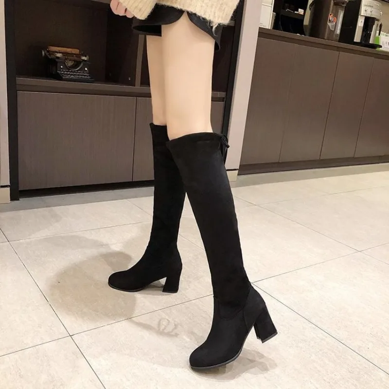 Fall Winter Women Pumps Boots High Quality fashion Lace-up European Ladies Shoes PU High Heels Fast Delivery Long barrel Boots