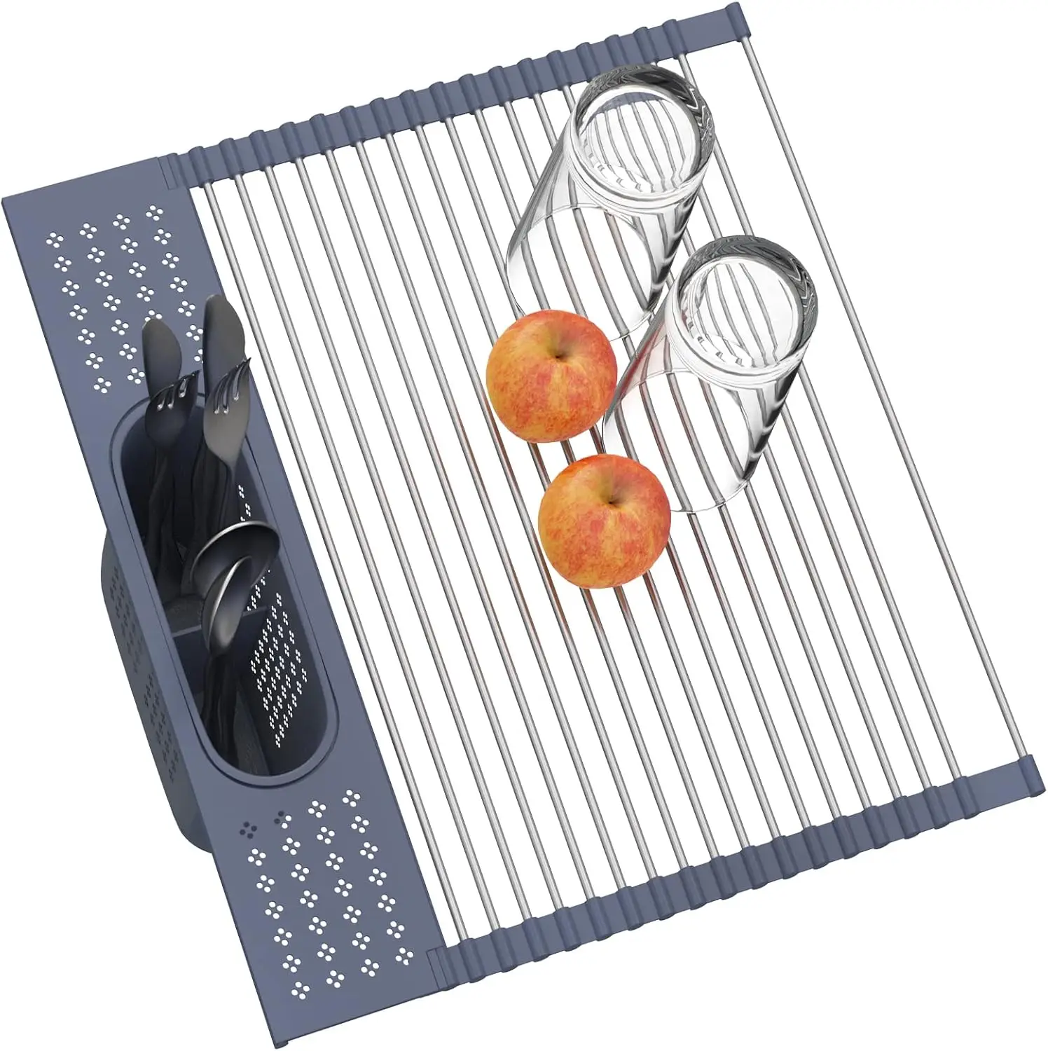 

Foldable Stainless Steel Dish Drying Rack, Over Sink Roll Up Drainer for Kitchen, Multi-Purpose