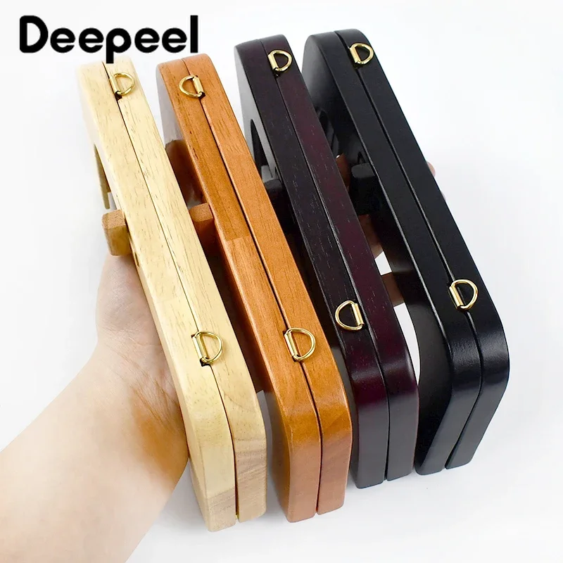 1Pc 20*9cm Fashion Solid Wooden Bags Handle Wood Turn Twist Lock Purse Frames DIY Hangbags Wallet Sewing Bracket Accessories