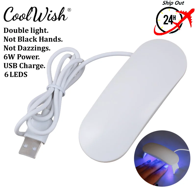 Mini lámpara profesional UV LED para uñas, lámpara de secado de esmalte de Gel, máquina portátil con Cable Usb, 6 Led, 6W