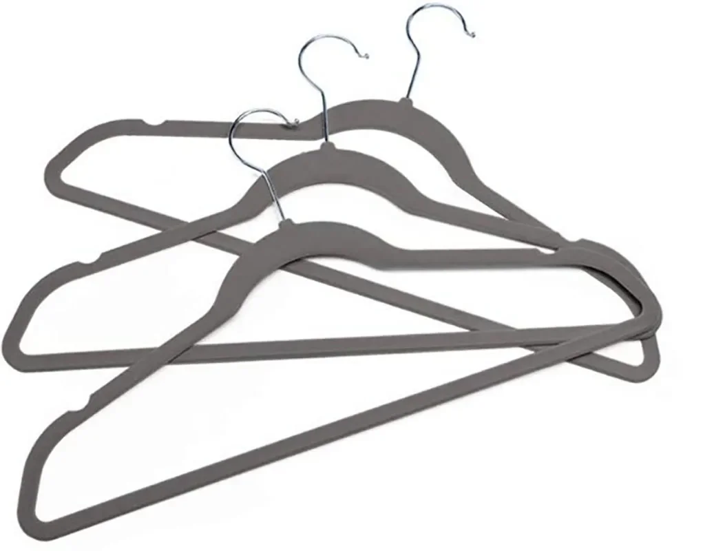 10PCS Gray 45CM Flocking Hanger Plastic Non-slip Hanger Velvet Hanger Clothing Store Hangers for Clothes