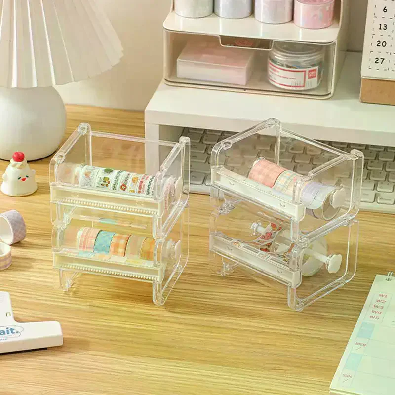 Set Pemotong Selotip Washi Kreatif Alat Selotip Tempat Selotip Transparan Dispenser Selotip Perlengkapan Sekolah Alat Tulis Kantor Untuk Siswa