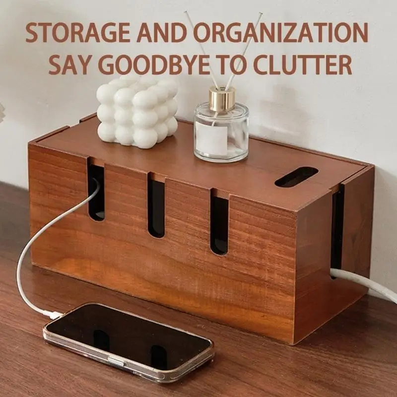 Elegante Kabelbox aus Holz, die unordentliche Kabel abdeckt und gleichzeitig Erscheinungsbild in jedem Raum verbessert B03E – Detail 9