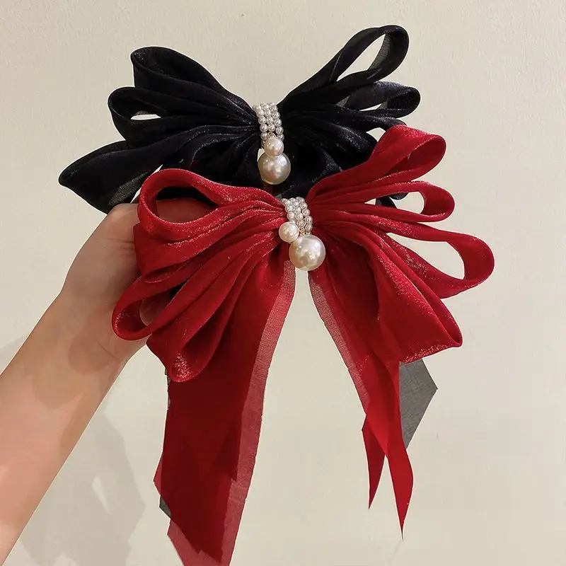 المرأة الصلبة ذيل الحصان مشبك شعر أنثى إكسسوارات الشعر أغطية الرأس الجديدة أنيقة السيدات كبيرة Bowknot المشابك دبابيس الشعر #6