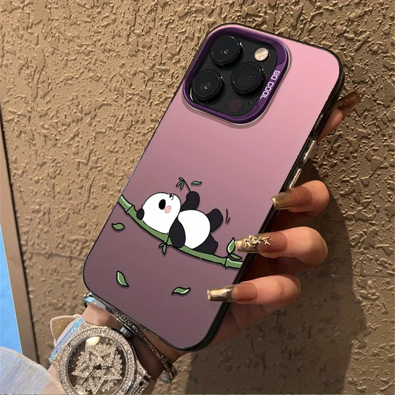 لطيف الكرتون الباندا النساء فتاة متجمد قضية الهاتف المحمول للصدمات المضادة للانزلاق مناسبة آيفون 16 11 15 14 13 12 برو ماكس زائد