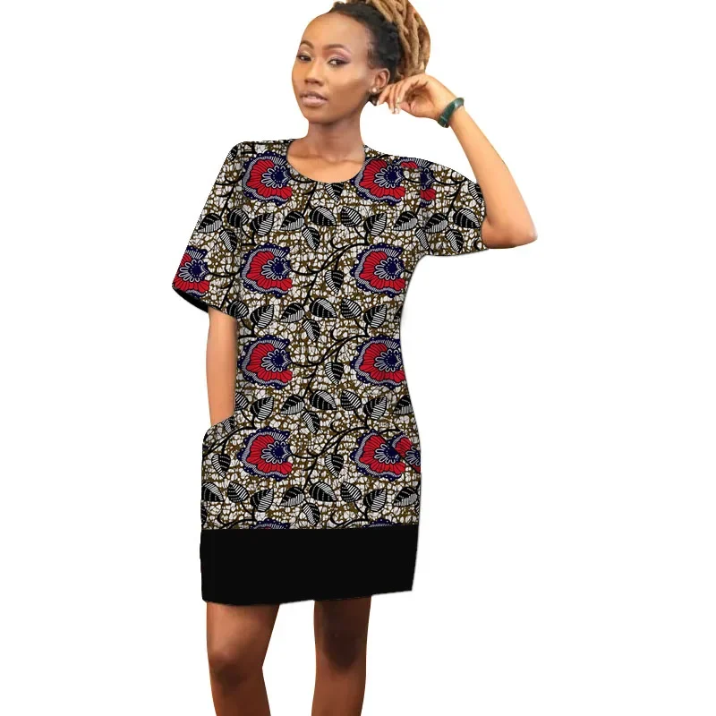 ผู้หญิงลําลองแขนสั้นเสื้อ T Vintage O คอพิมพ์ชุดมินิหลวม Elegant Mini Dress Streetwear Sundress