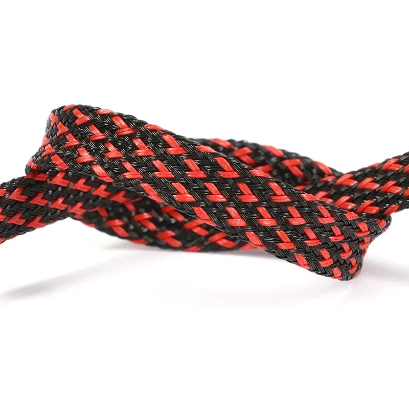 1~50m Black-Red PET Braid Sleeves 2/4/6/8/10/12/14/16/20/25/30/40/50mm High Density Insulated Snake Skin Cable Wrap Sheath