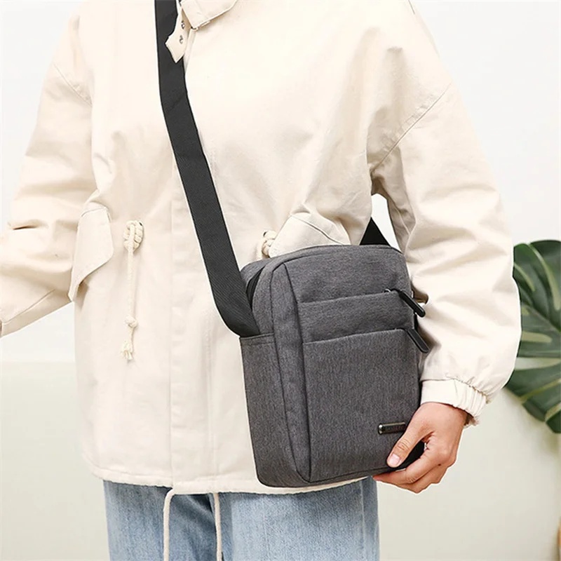 Men Oxford Cloth Shoulder Bag Messenger Bag Casual  Zipper Pocket Handbag Fashion Tote Travel Male Crossbody Bags