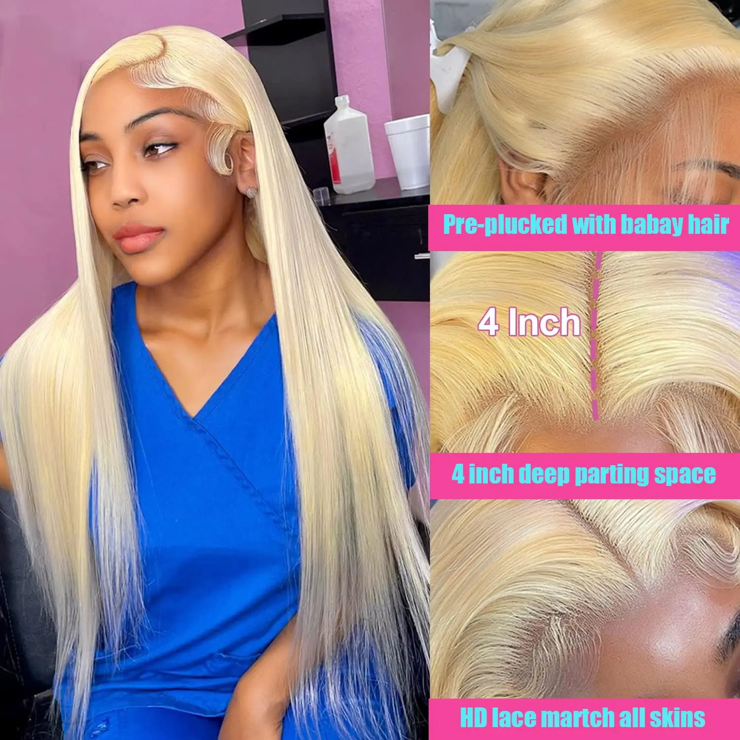 30 42 Inch 13x4 Straight 613 Blonde Lace Front Human Hair Wigs Transparent Remy Brazilian 13x6 Lace Frontal Wig Pre Plucked