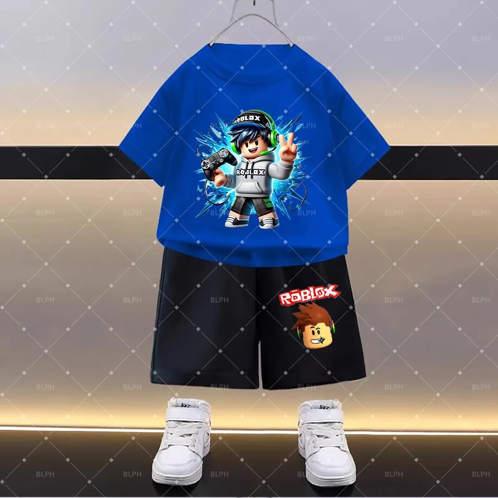 Conjunto de camisetas infantis adoráveis inspiradas no Roblox com design de controle de videogame, perfeito para jovens jogadores