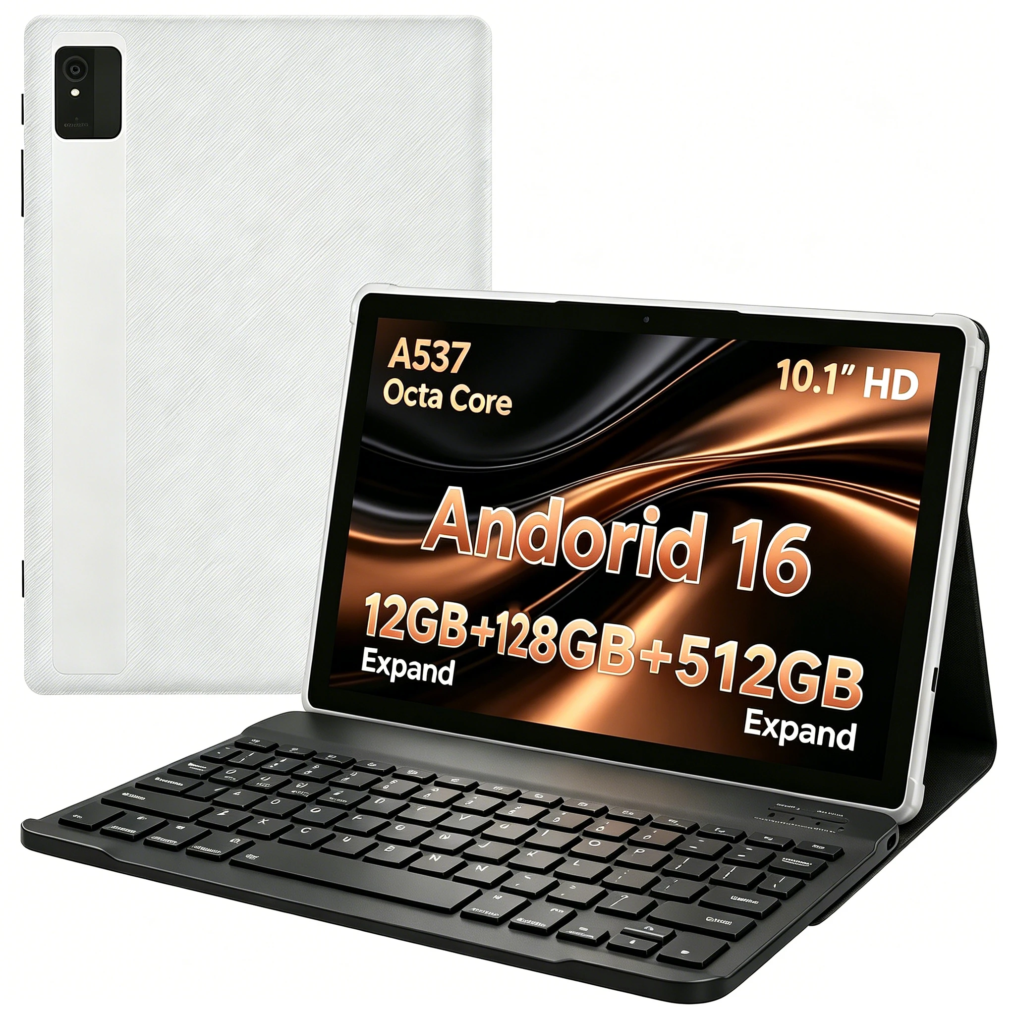 ANRY Android 16 Tablet PC 10 Inch Octa Core 12GB(4GB+8GB Expand) RAM 128GB ROM 5000mAh WiFi Bluetooth Tablet With Keyboard Mouse