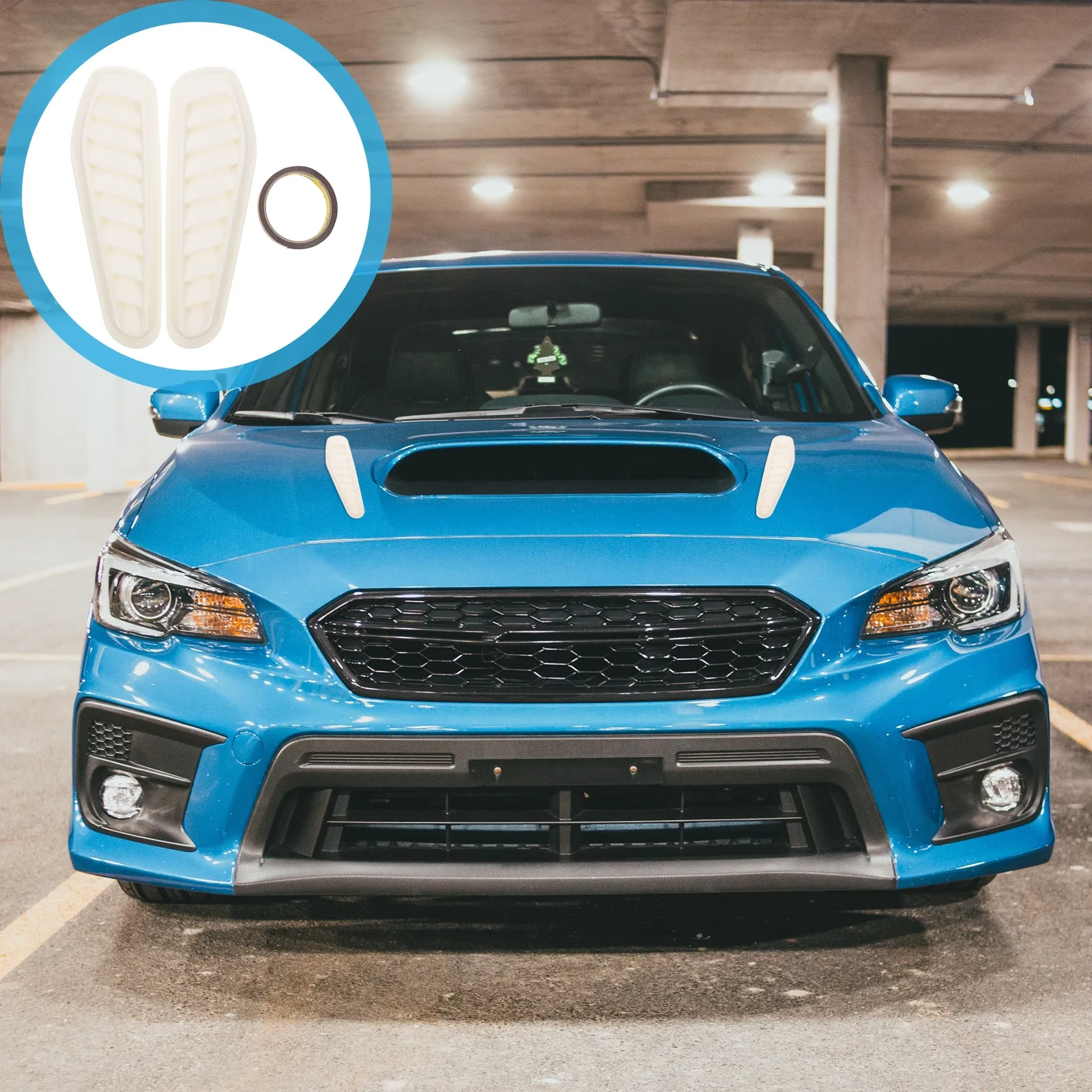 

1Pair Engine Hood Decor Durable Plastic Car Intake Scoop Vent Cover Easy Stick Remove Anti Aging Fading Fashionable Design