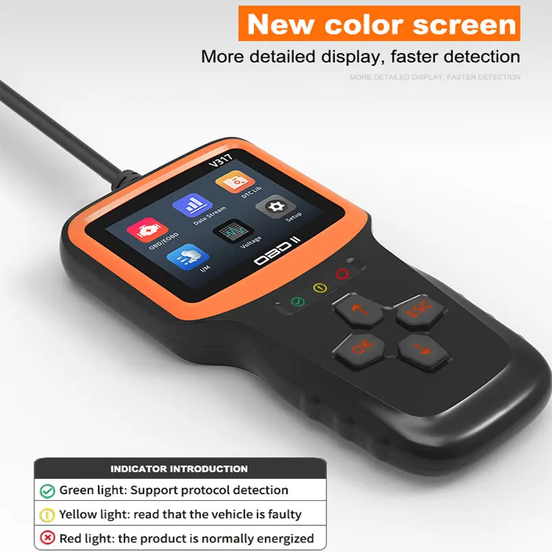 OBD2 Scanner V317 Car Diagnostic Tools Automobile Engine Tester Professional OBDII Multi-Language Auto Scan-Tool ELM327 V1.5