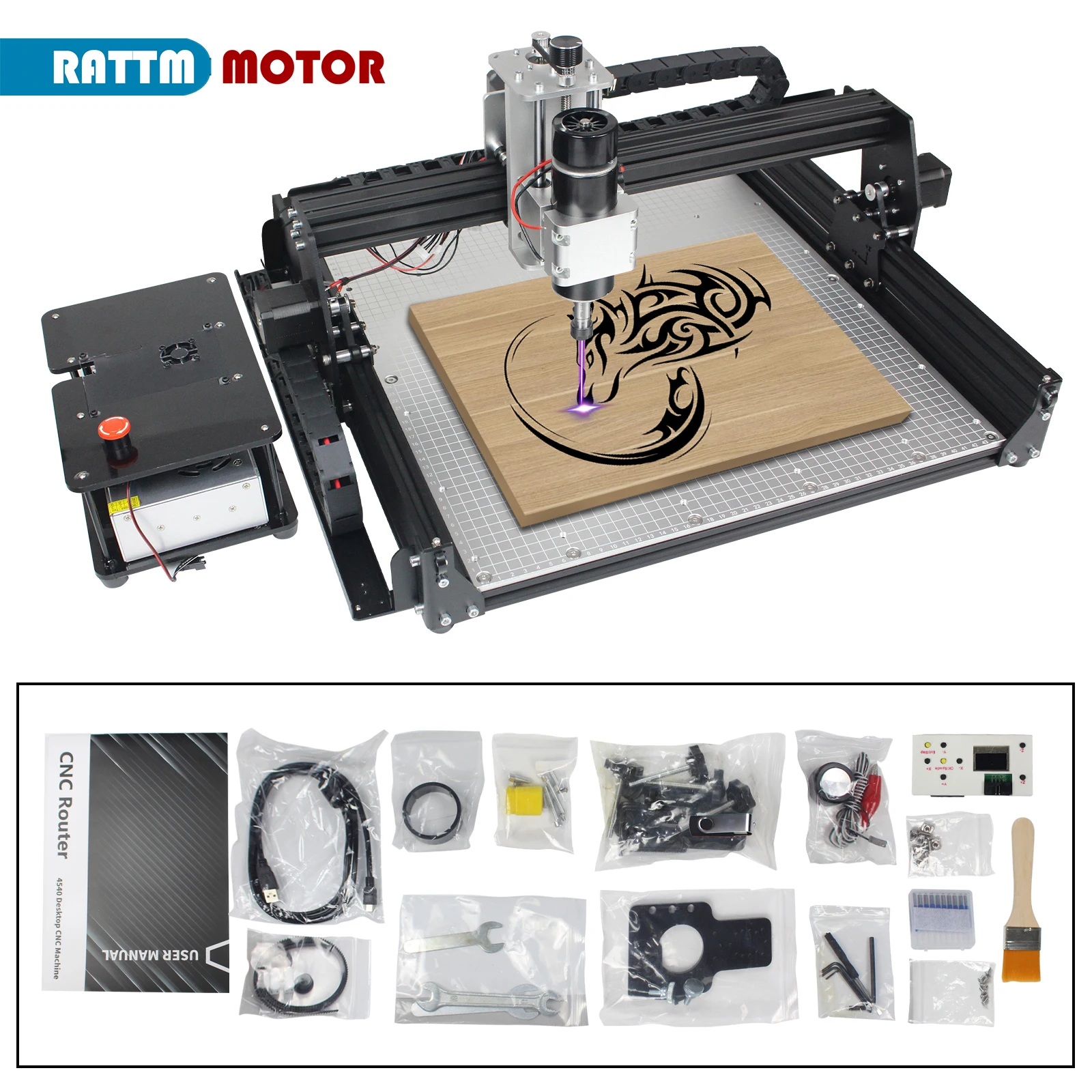 

【2-in-1】500W Spindle CNC Wood Router Machine CNC 4540 3 Axis Metal Milling Machine 40w Laser Engraver for Wood Acrylic MDF PCB