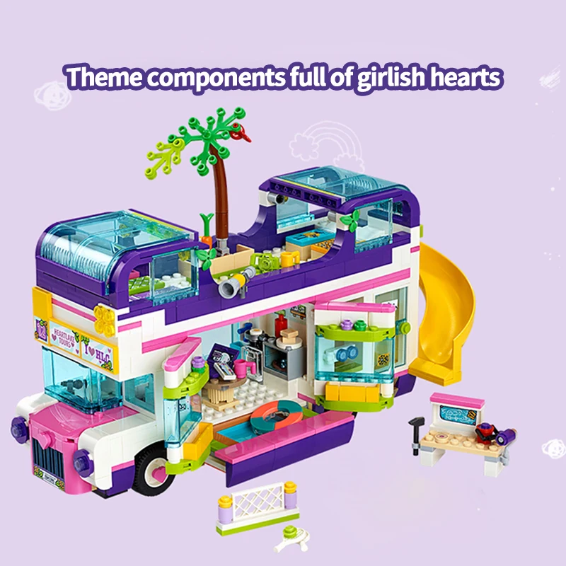 2024 Good Friend Series Friendship Bus Creative RV Building Blocks Brick Model Children\'s Decoration Assembly Toy For Kids Gifts